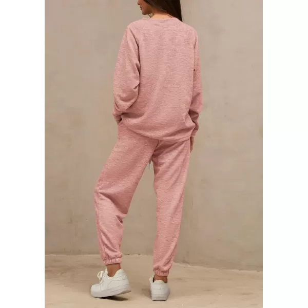 PRETTYGARDEN Womens 2 Piece Tracksuit Outfits Casual Long Sleeve Top High Waisted Sweatpants Lounge Jogger SetPink