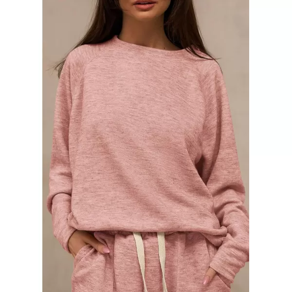 PRETTYGARDEN Womens 2 Piece Tracksuit Outfits Casual Long Sleeve Top High Waisted Sweatpants Lounge Jogger SetPink