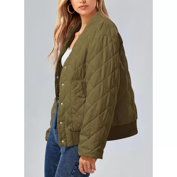 PRETTYGARDEN Womens 2024 Winter Trendy Jackets Button Down Long Sleeve Padded Warm Outerwear Fashion Coats with PocketsArmy Green