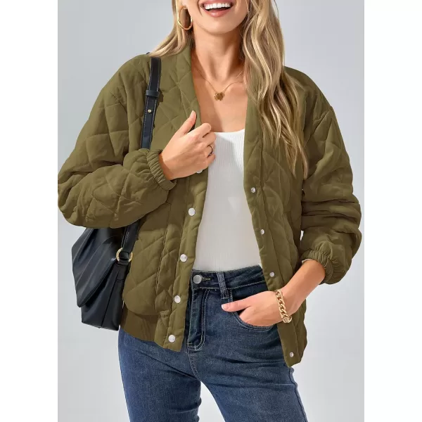 PRETTYGARDEN Womens 2024 Winter Trendy Jackets Button Down Long Sleeve Padded Warm Outerwear Fashion Coats with PocketsArmy Green