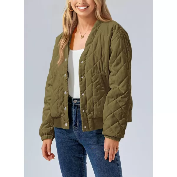 PRETTYGARDEN Womens 2024 Winter Trendy Jackets Button Down Long Sleeve Padded Warm Outerwear Fashion Coats with PocketsArmy Green
