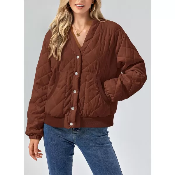 PRETTYGARDEN Womens 2024 Winter Trendy Jackets Button Down Long Sleeve Padded Warm Outerwear Fashion Coats with PocketsBrown