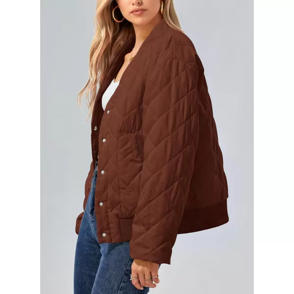 PRETTYGARDEN Womens 2024 Winter Trendy Jackets Button Down Long Sleeve Padded Warm Outerwear Fashion Coats with PocketsBrown