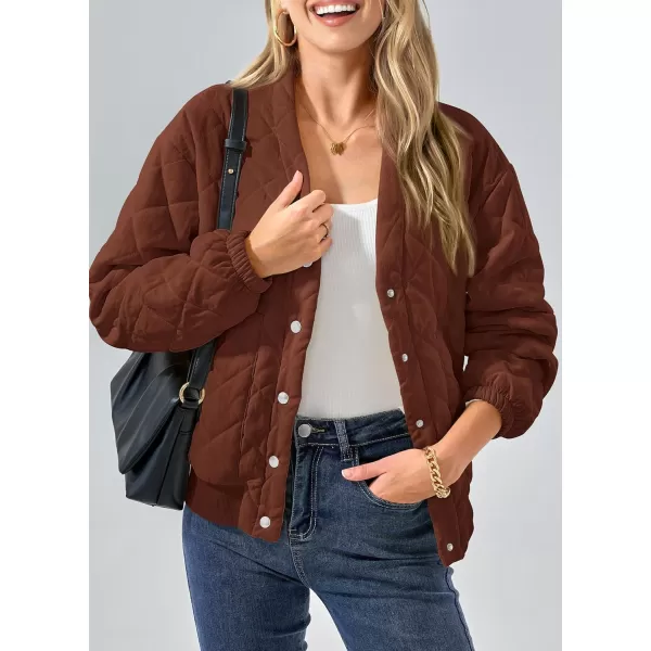 PRETTYGARDEN Womens 2024 Winter Trendy Jackets Button Down Long Sleeve Padded Warm Outerwear Fashion Coats with PocketsBrown