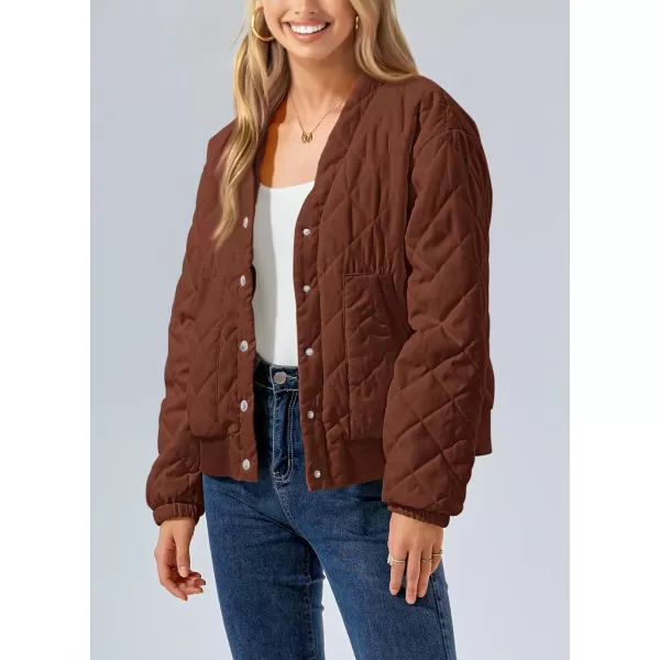 PRETTYGARDEN Womens 2024 Winter Trendy Jackets Button Down Long Sleeve Padded Warm Outerwear Fashion Coats with PocketsBrown