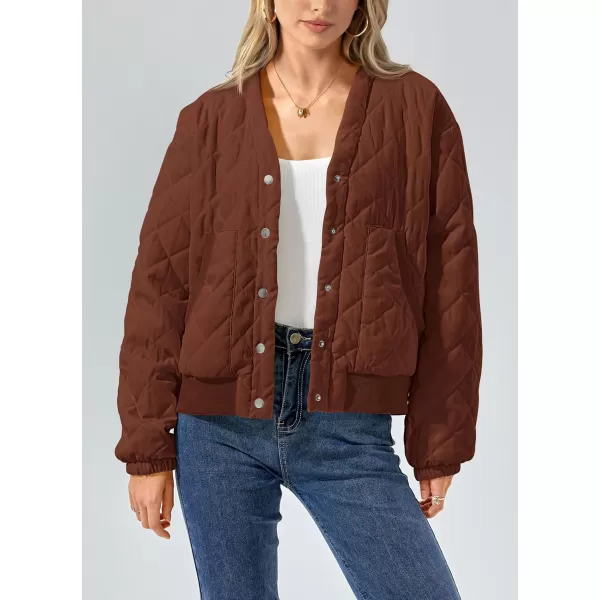 PRETTYGARDEN Womens 2024 Winter Trendy Jackets Button Down Long Sleeve Padded Warm Outerwear Fashion Coats with PocketsBrown
