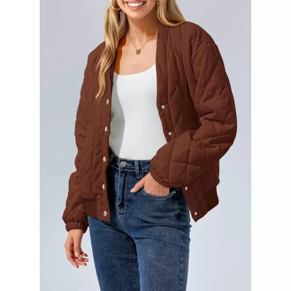 PRETTYGARDEN Womens 2024 Winter Trendy Jackets Button Down Long Sleeve Padded Warm Outerwear Fashion Coats with PocketsBrown