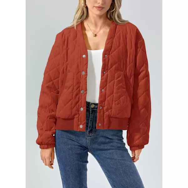 PRETTYGARDEN Womens 2024 Winter Trendy Jackets Button Down Long Sleeve Padded Warm Outerwear Fashion Coats with PocketsOrange