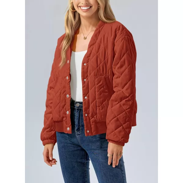 PRETTYGARDEN Womens 2024 Winter Trendy Jackets Button Down Long Sleeve Padded Warm Outerwear Fashion Coats with PocketsOrange