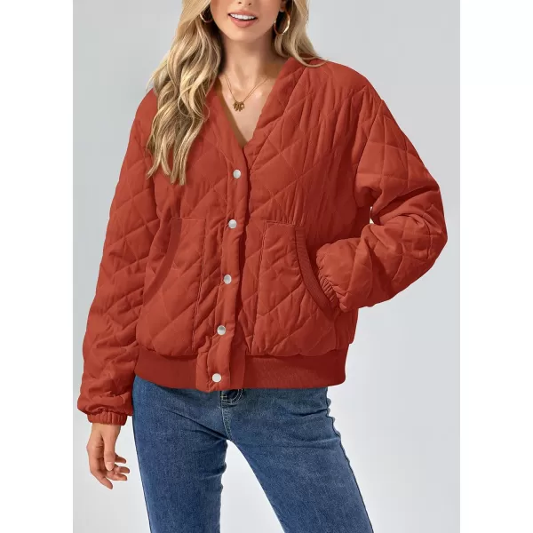 PRETTYGARDEN Womens 2024 Winter Trendy Jackets Button Down Long Sleeve Padded Warm Outerwear Fashion Coats with PocketsOrange