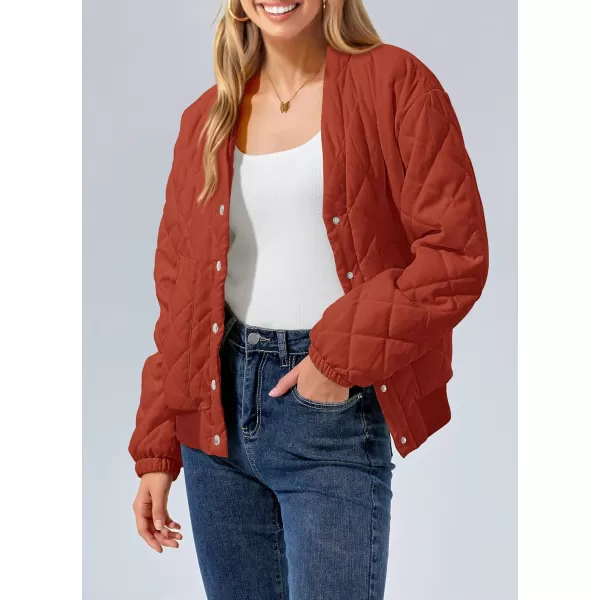 PRETTYGARDEN Womens 2024 Winter Trendy Jackets Button Down Long Sleeve Padded Warm Outerwear Fashion Coats with PocketsOrange