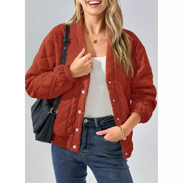 PRETTYGARDEN Womens 2024 Winter Trendy Jackets Button Down Long Sleeve Padded Warm Outerwear Fashion Coats with PocketsOrange