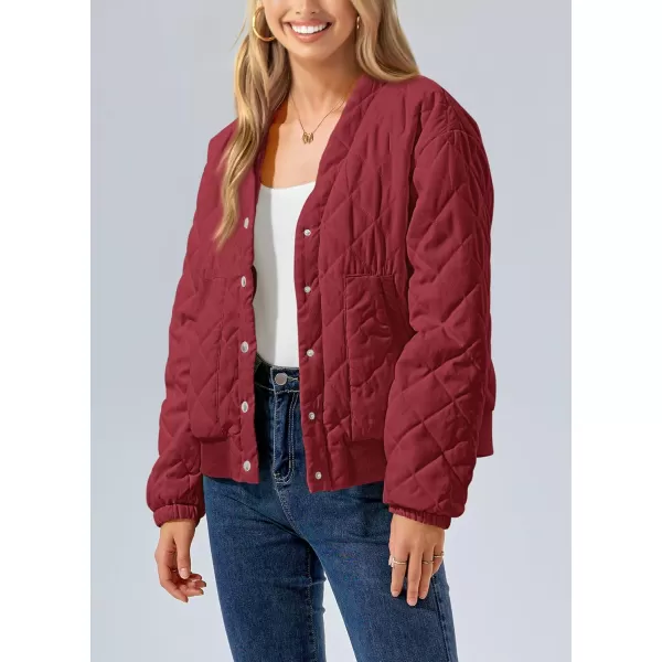PRETTYGARDEN Womens 2024 Winter Trendy Jackets Button Down Long Sleeve Padded Warm Outerwear Fashion Coats with PocketsRed