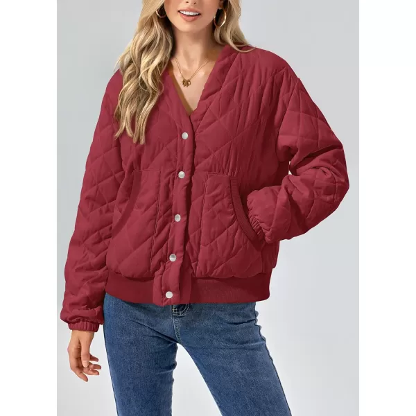 PRETTYGARDEN Womens 2024 Winter Trendy Jackets Button Down Long Sleeve Padded Warm Outerwear Fashion Coats with PocketsRed