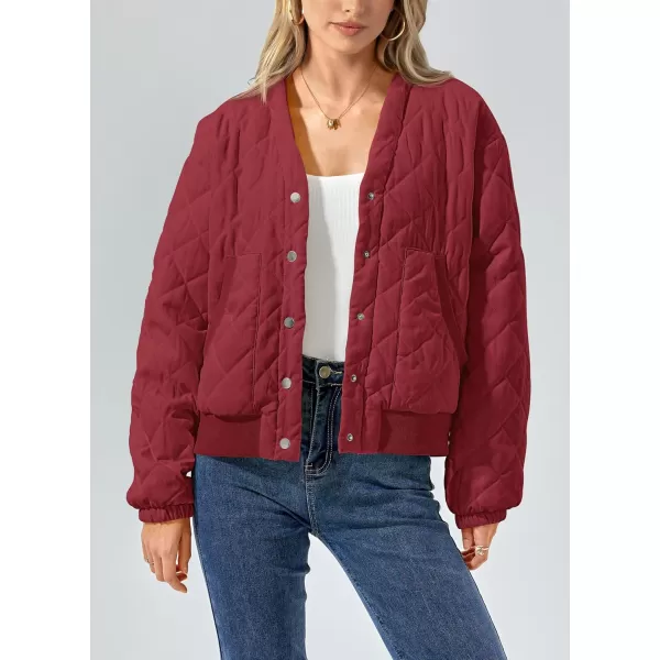 PRETTYGARDEN Womens 2024 Winter Trendy Jackets Button Down Long Sleeve Padded Warm Outerwear Fashion Coats with PocketsRed