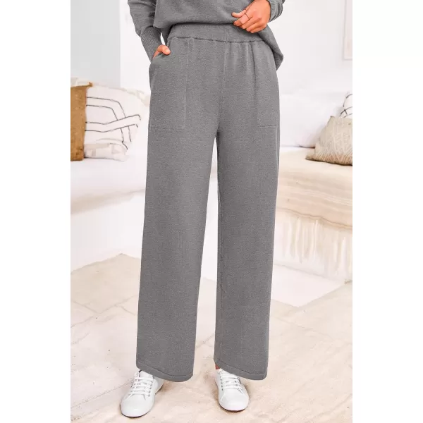 PRETTYGARDEN Womens Fall 2 Piece Lounge Sets Long Sleeve Pullover Sweater Wide Leg Pants Matching Outfits TracksuitsGrey