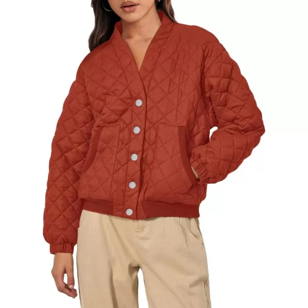 PRETTYGARDEN Womens 2024 Winter Trendy Jackets Button Down Long Sleeve Padded Warm Outerwear Fashion Coats with PocketsOrange