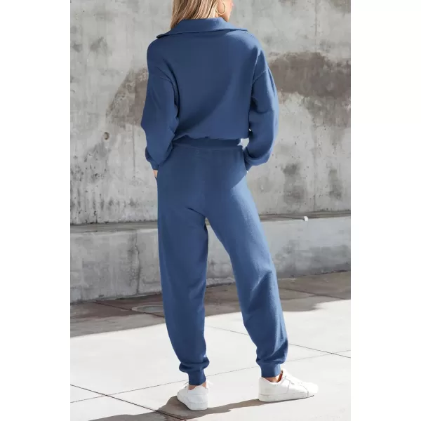 PRETTYGARDEN Womens 2 Piece Sweater Set Pullover Zip Up Sweatshirt Jogger Sweatpants Tracksuit Casual OutfitBlue