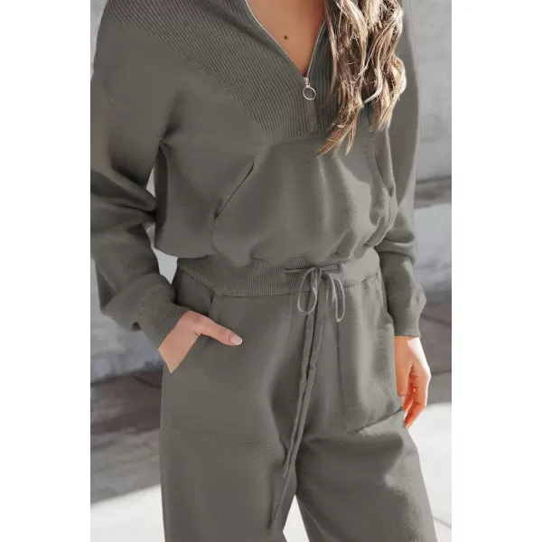 PRETTYGARDEN Womens 2 Piece Sweater Set Pullover Zip Up Sweatshirt Jogger Sweatpants Tracksuit Casual OutfitDark Grey