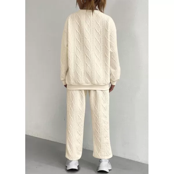 PRETTYGARDEN Lounge Sets for Women Fall 2024 Matching Sets Clothing 2 Piece Outfits Long Sleeve Tracksuit Textured SetsBeige