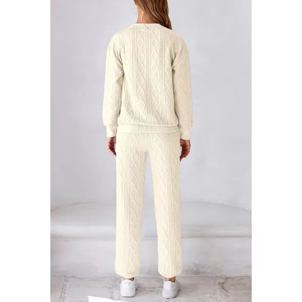 PRETTYGARDEN Lounge Sets for Women Fall 2024 Matching Sets Clothing 2 Piece Outfits Long Sleeve Tracksuit Textured SetsBeige
