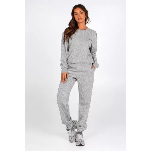 PRETTYGARDEN Lounge Sets for Women Fall 2024 Matching Sets Clothing 2 Piece Outfits Long Sleeve Tracksuit Textured SetsGrey