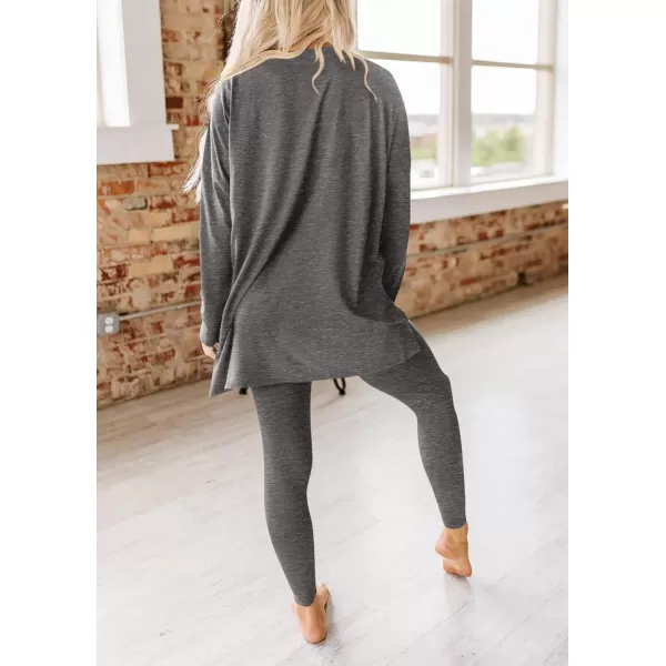 PRETTYGARDEN Womens Fall 2 Piece Outfits Casual Long Sleeve Tunic Tops Legging Pants Matching Lounge Sets SweatsuitsDark Grey