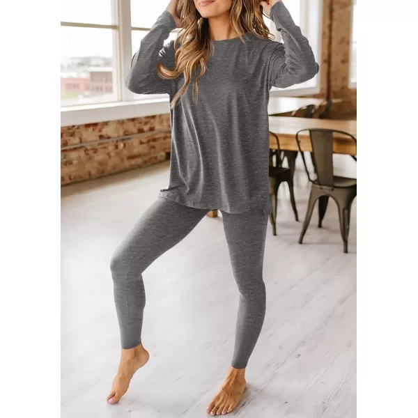 PRETTYGARDEN Womens Fall 2 Piece Outfits Casual Long Sleeve Tunic Tops Legging Pants Matching Lounge Sets SweatsuitsDark Grey