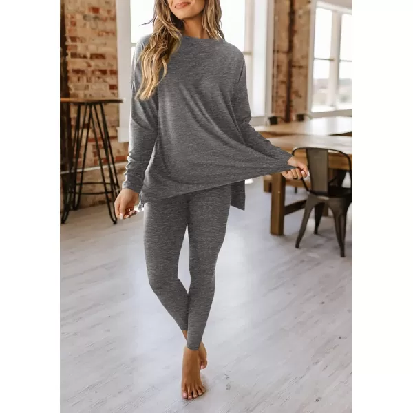 PRETTYGARDEN Womens Fall 2 Piece Outfits Casual Long Sleeve Tunic Tops Legging Pants Matching Lounge Sets SweatsuitsDark Grey
