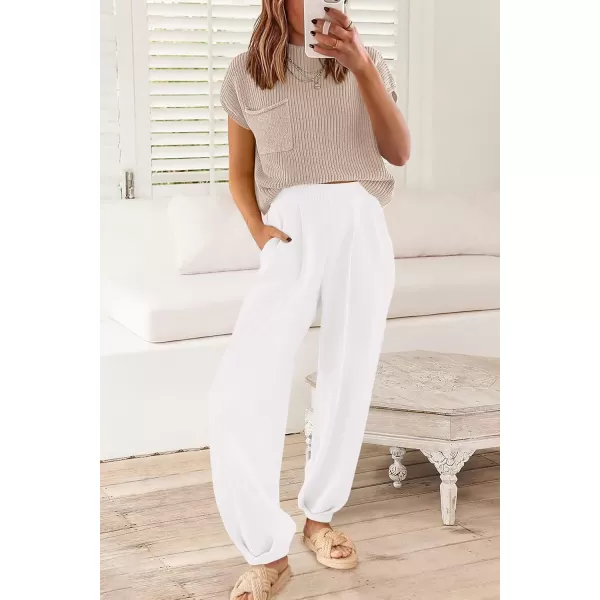 PRETTYGARDEN Womens Two Piece Outfits Sweater Sets Knit Pullover Tops And High Waisted Pants Matching Tracksuit Sweatsuit SetKhaki Beige White