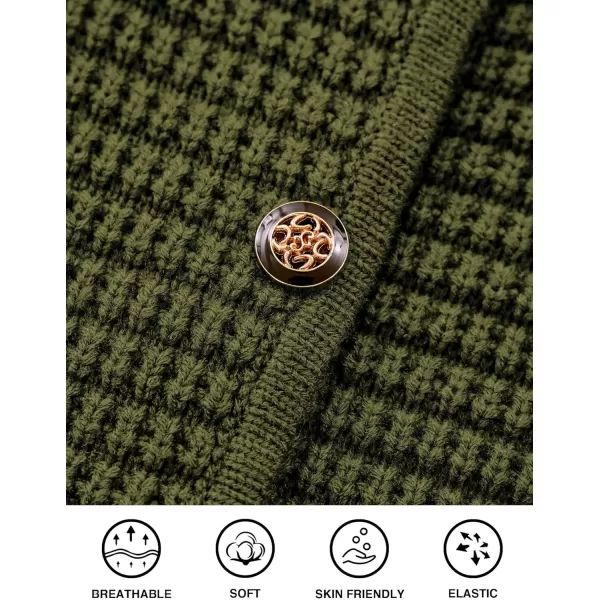 PRETTYGARDEN Open Front Cardigan Sweaters for Women Button Down Long Sleeve Casual Cute Knitted Shirts with PocketsArmy Green
