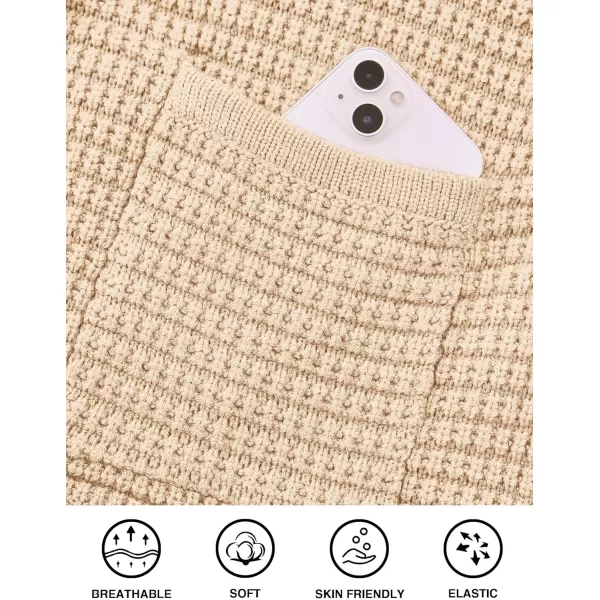 PRETTYGARDEN Open Front Cardigan Sweaters for Women Button Down Long Sleeve Casual Cute Knitted Shirts with PocketsBeige