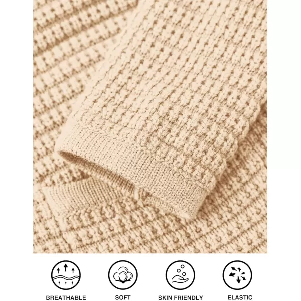 PRETTYGARDEN Open Front Cardigan Sweaters for Women Button Down Long Sleeve Casual Cute Knitted Shirts with PocketsBeige