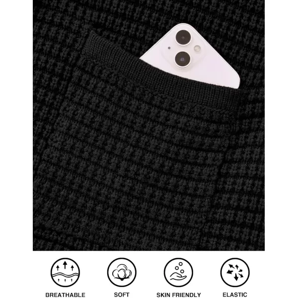 PRETTYGARDEN Open Front Cardigan Sweaters for Women Button Down Long Sleeve Casual Cute Knitted Shirts with PocketsBlack