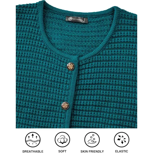 PRETTYGARDEN Open Front Cardigan Sweaters for Women Button Down Long Sleeve Casual Cute Knitted Shirts with PocketsBlue Green