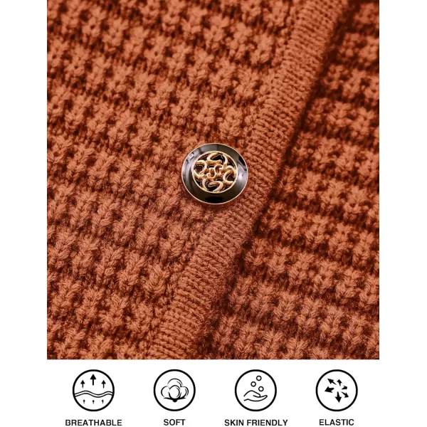 PRETTYGARDEN Open Front Cardigan Sweaters for Women Button Down Long Sleeve Casual Cute Knitted Shirts with PocketsCaramel