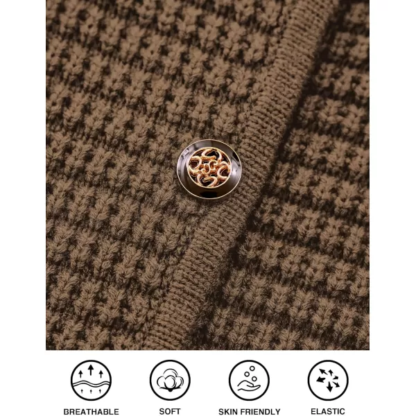 PRETTYGARDEN Open Front Cardigan Sweaters for Women Button Down Long Sleeve Casual Cute Knitted Shirts with PocketsCoffee