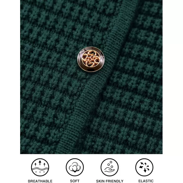 PRETTYGARDEN Open Front Cardigan Sweaters for Women Button Down Long Sleeve Casual Cute Knitted Shirts with PocketsDark Green