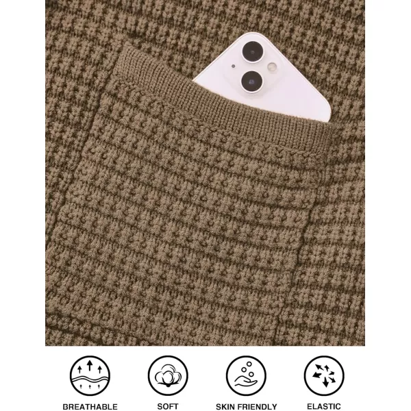 PRETTYGARDEN Open Front Cardigan Sweaters for Women Button Down Long Sleeve Casual Cute Knitted Shirts with PocketsDark Khaki