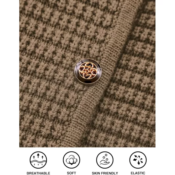PRETTYGARDEN Open Front Cardigan Sweaters for Women Button Down Long Sleeve Casual Cute Knitted Shirts with PocketsDark Khaki