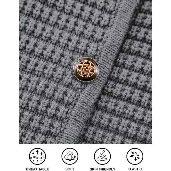 PRETTYGARDEN Open Front Cardigan Sweaters for Women Button Down Long Sleeve Casual Cute Knitted Shirts with PocketsGrey