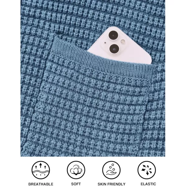 PRETTYGARDEN Open Front Cardigan Sweaters for Women Button Down Long Sleeve Casual Cute Knitted Shirts with PocketsMist Blue