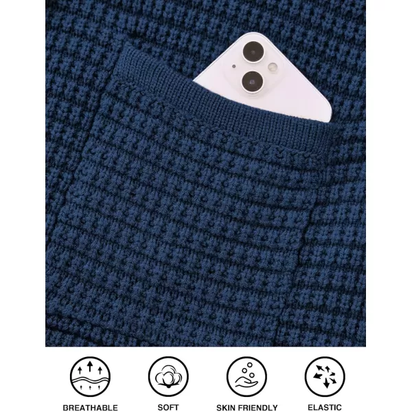 PRETTYGARDEN Open Front Cardigan Sweaters for Women Button Down Long Sleeve Casual Cute Knitted Shirts with PocketsNavy