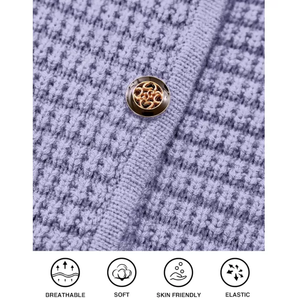 PRETTYGARDEN Open Front Cardigan Sweaters for Women Button Down Long Sleeve Casual Cute Knitted Shirts with PocketsPurple