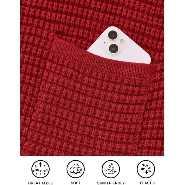 PRETTYGARDEN Open Front Cardigan Sweaters for Women Button Down Long Sleeve Casual Cute Knitted Shirts with PocketsRed