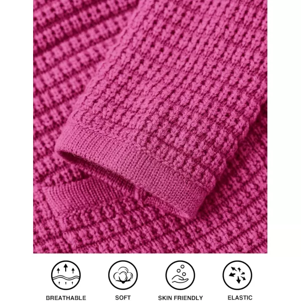 PRETTYGARDEN Open Front Cardigan Sweaters for Women Button Down Long Sleeve Casual Cute Knitted Shirts with PocketsRose Red