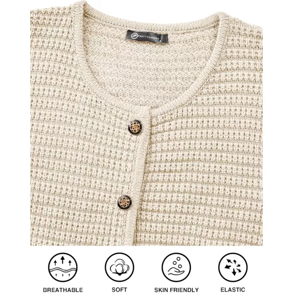 PRETTYGARDEN Open Front Cardigan Sweaters for Women Button Down Long Sleeve Casual Cute Knitted Shirts with PocketsWhite