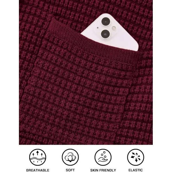 PRETTYGARDEN Open Front Cardigan Sweaters for Women Button Down Long Sleeve Casual Cute Knitted Shirts with PocketsWine Red