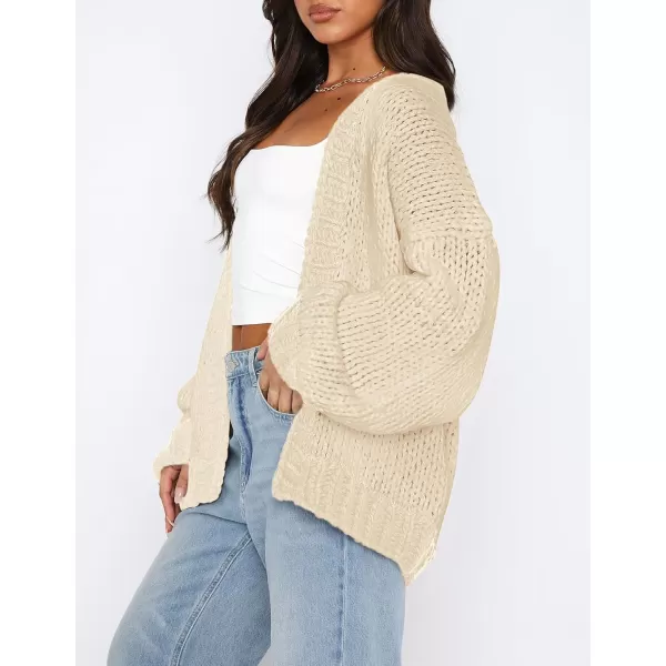 PRETTYGARDEN Womens Fall Open Front Cardigan Sweaters Long Sleeve Loose Fit Chunky Knit Outerwear Trendy Casual OutfitsBeige