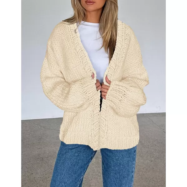 PRETTYGARDEN Womens Fall Open Front Cardigan Sweaters Long Sleeve Loose Fit Chunky Knit Outerwear Trendy Casual OutfitsBeige